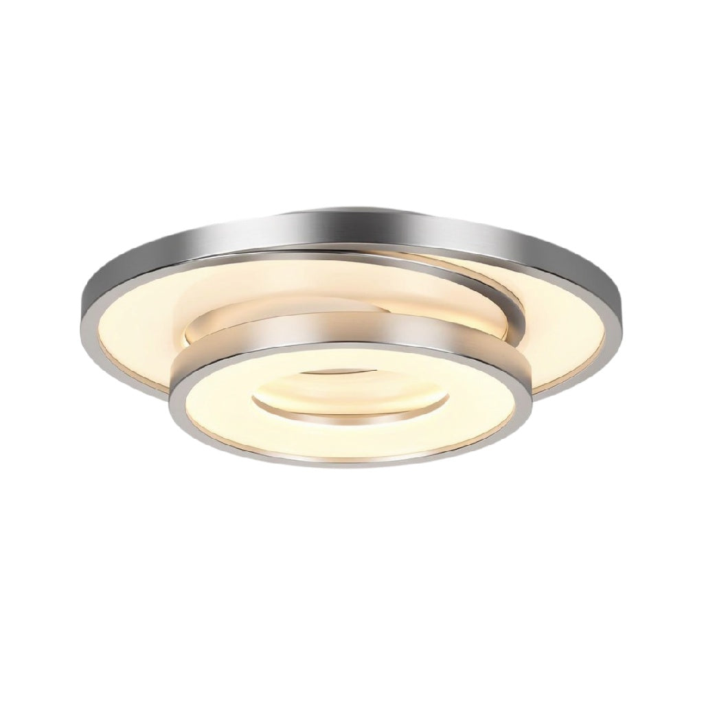 Moderne LED Plafonnière met Dubbele Ringen en Chroomafwerking