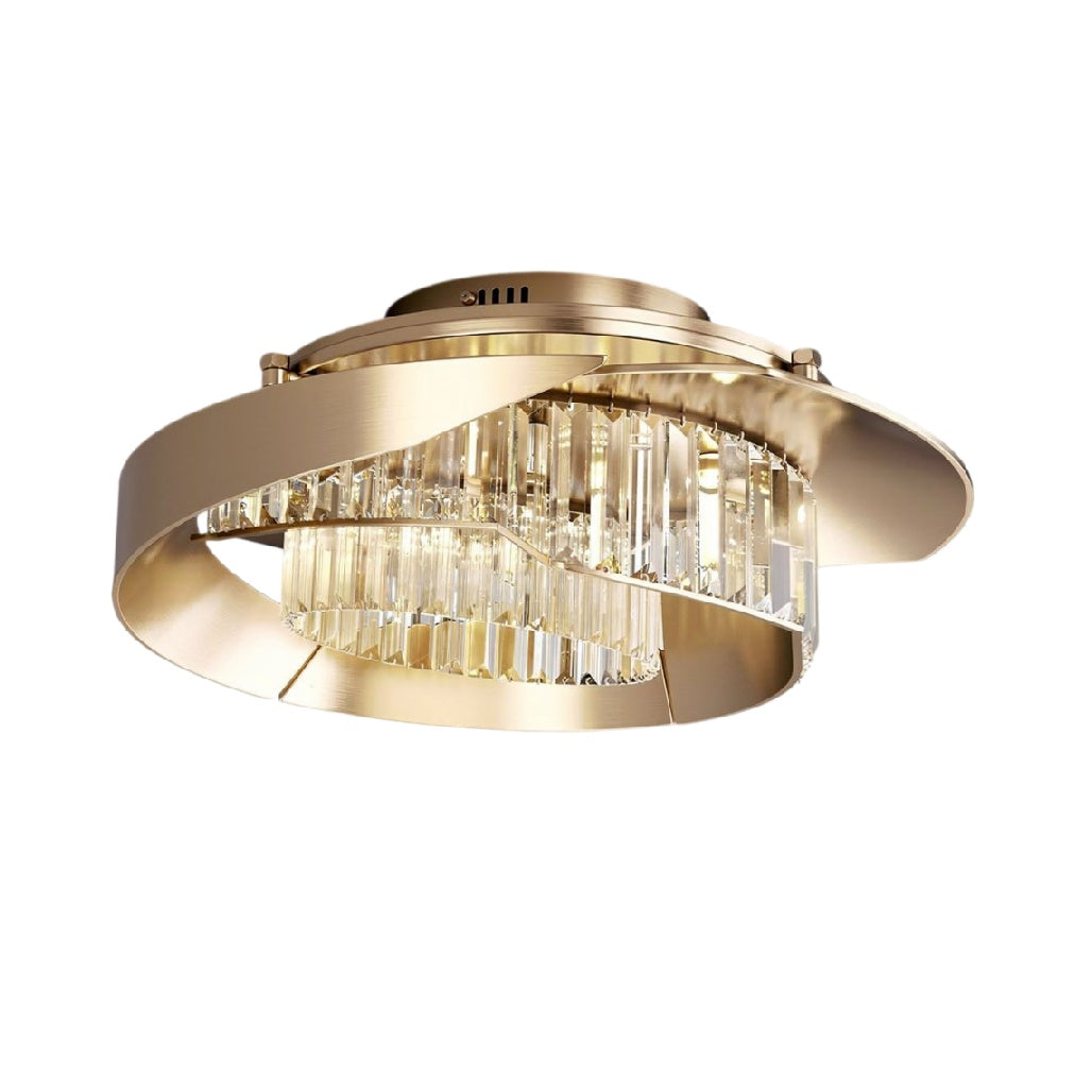 Moderne Plafondlamp met Kristallen en Gouden Afwerking