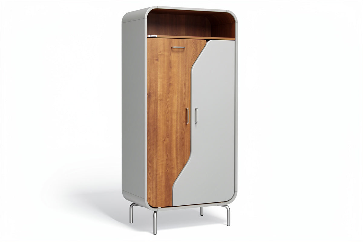 **Technische titel in het Nederlands: Moderne kast met hout en metaalafwerking**